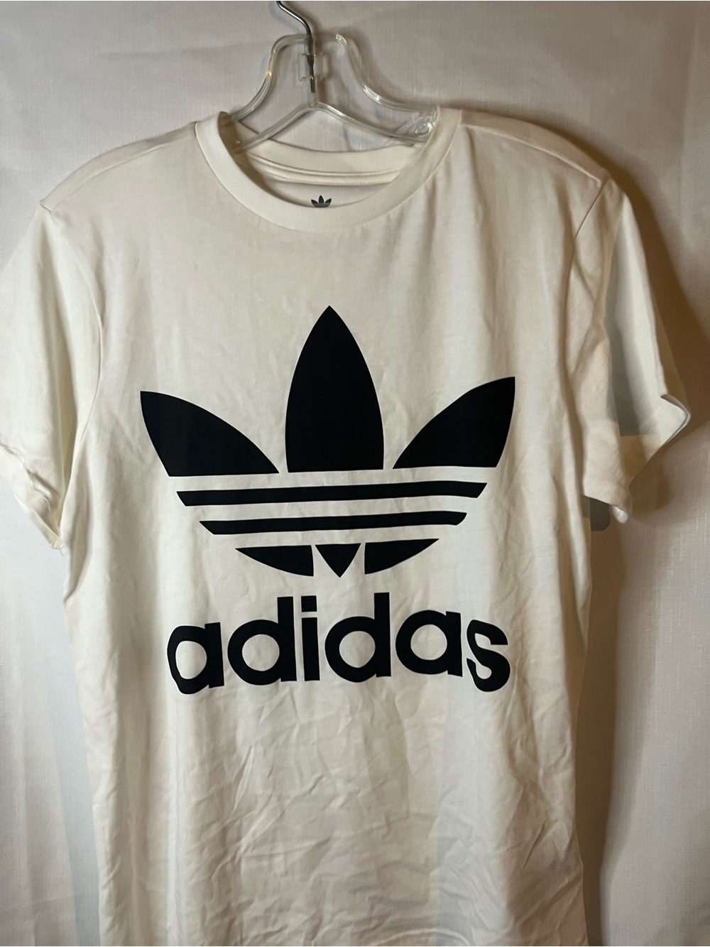 adidas White Tee with Black Trefoil Logo